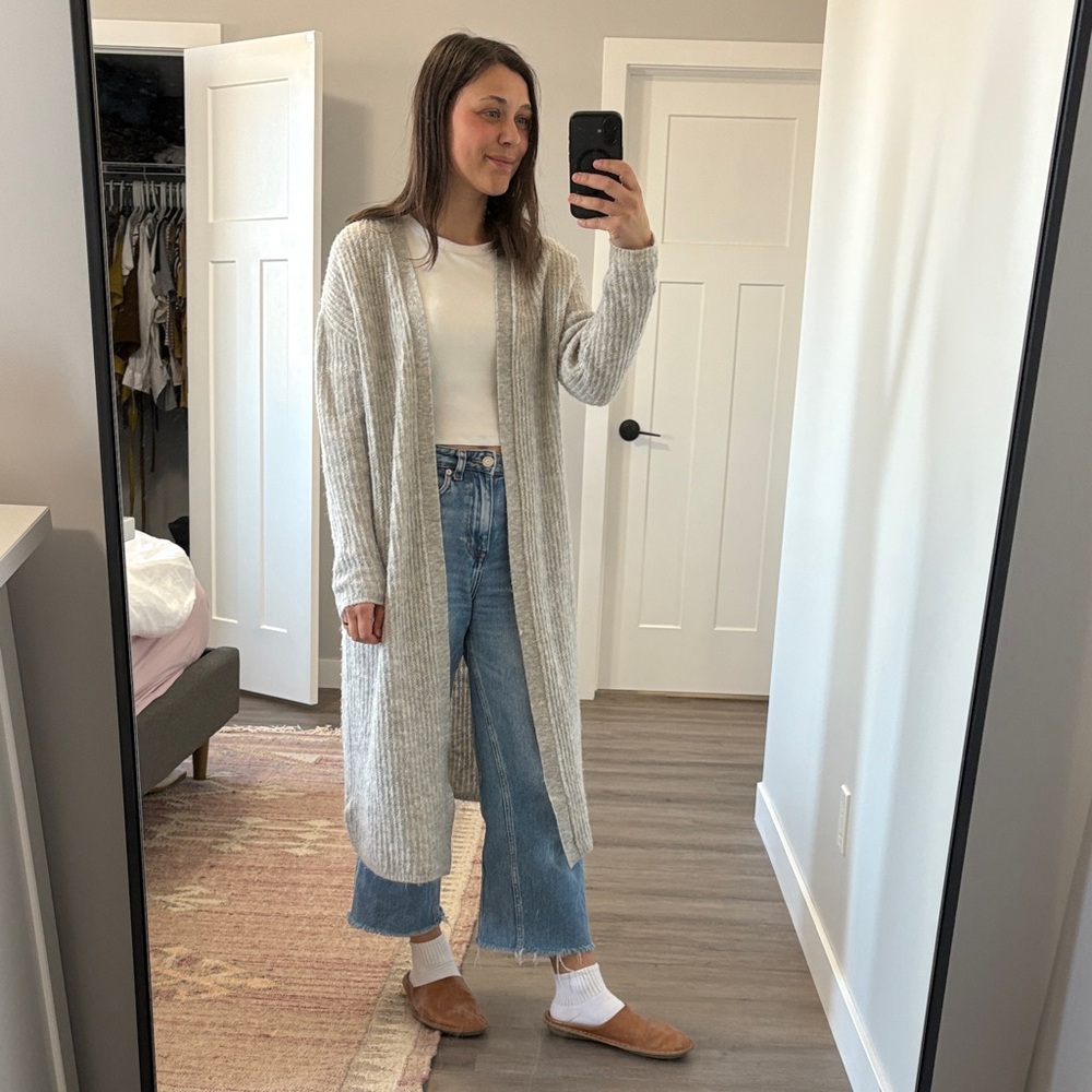 Joe Fresh Light Gray Ribbed Open Cardigan - Picture 1 of 4
